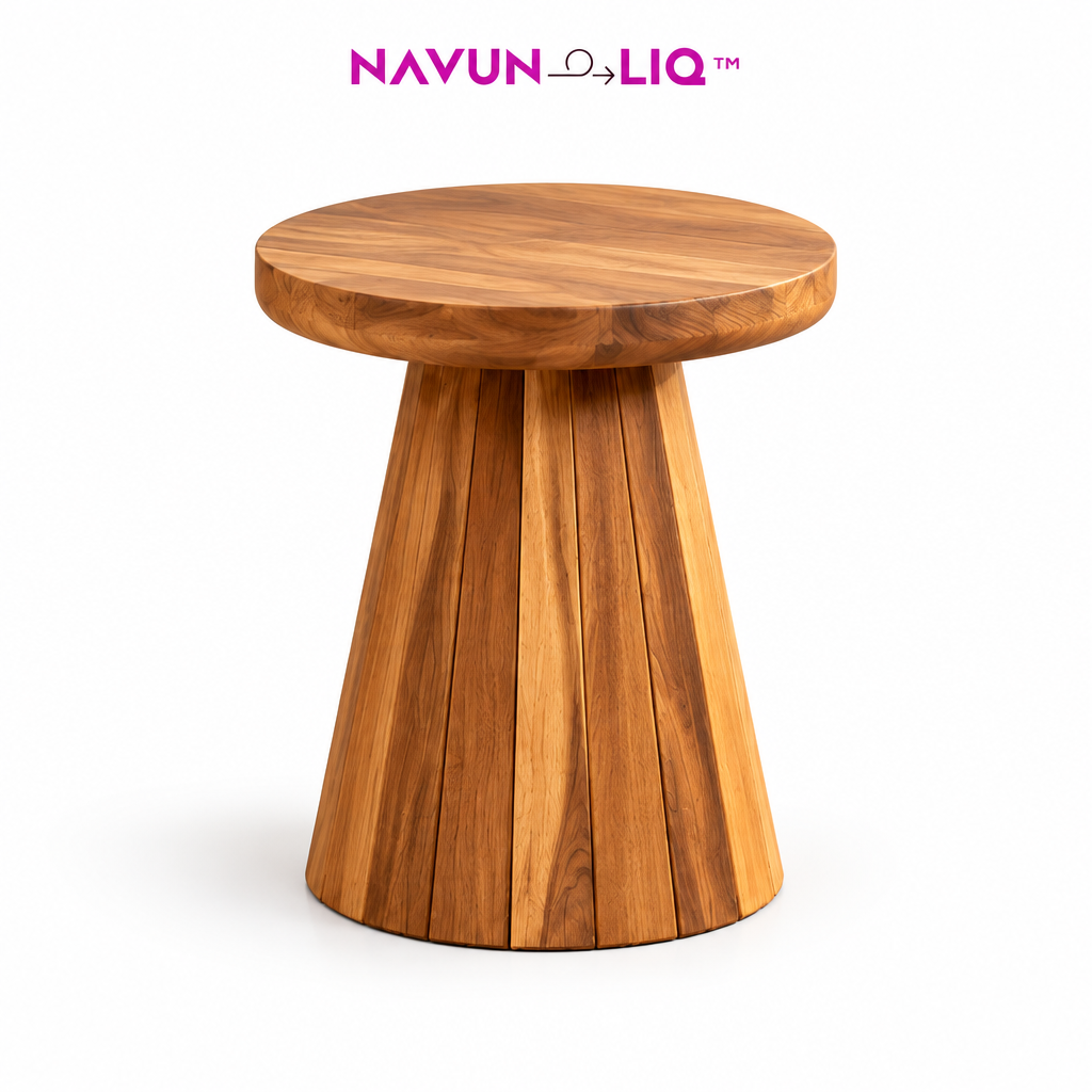 Navuneliq™ Cove Side Table – Compact Acacia Wood Outdoor Accent Table for Small Balconies, Patios & Garden Lounges