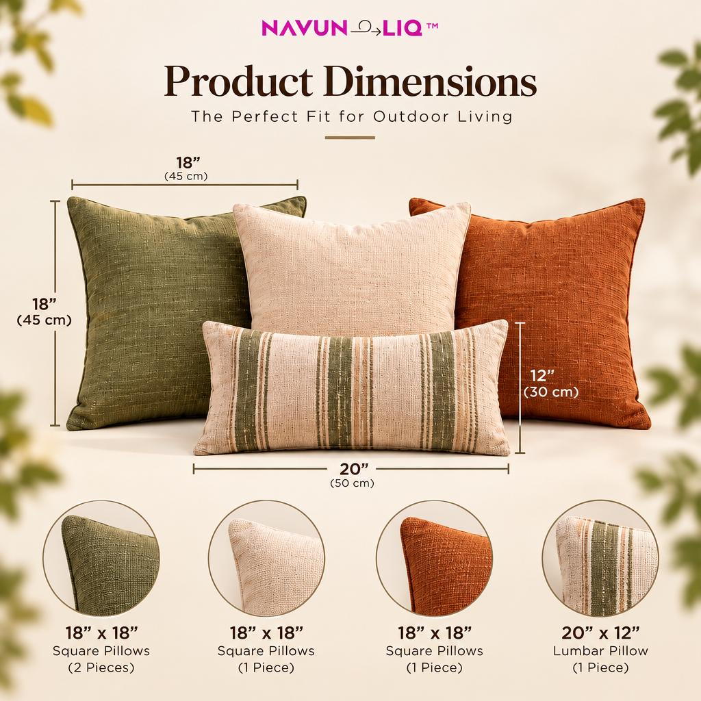 Navuneliq™ Terra Outdoor Pillow Covers – Textured Weather-Resistant Decorative Cushion Covers for Patio Furniture & Garden Seating