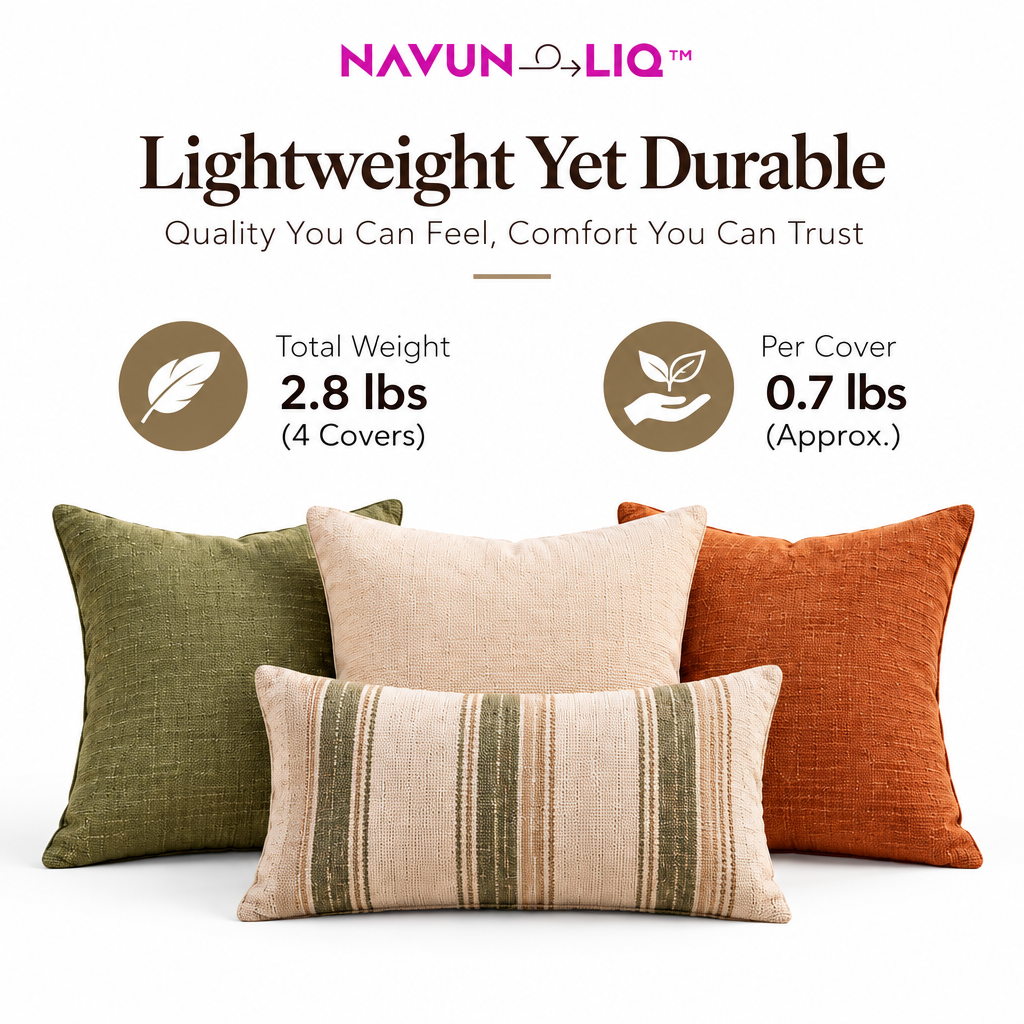 Navuneliq™ Terra Outdoor Pillow Covers – Textured Weather-Resistant Decorative Cushion Covers for Patio Furniture & Garden Seating
