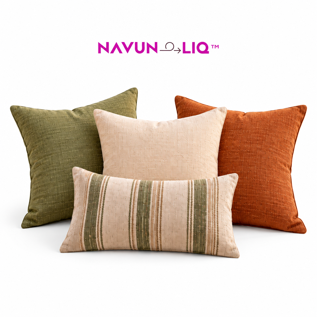 Navuneliq™ Terra Outdoor Pillow Covers – Textured Weather-Resistant Decorative Cushion Covers for Patio Furniture & Garden Seating