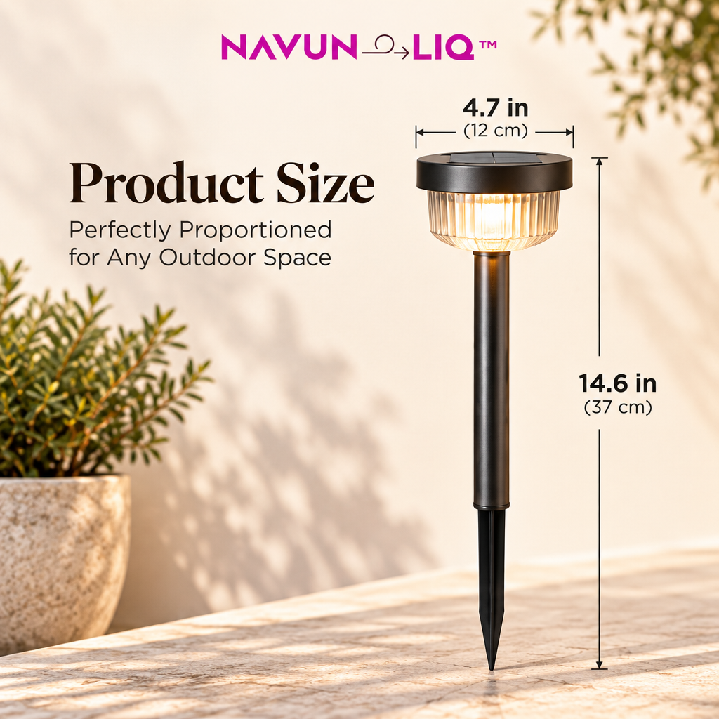 Navuneliq™ Luma Pathway Lights – Warm White Solar Garden Stake Lights for Walkways, Flower Beds & Outdoor Borders