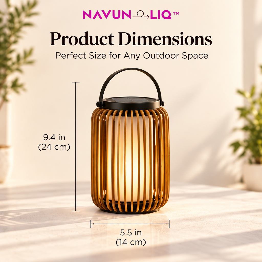 Navuneliq™ Solara Solar Lantern – Modern Outdoor Decorative Light for Balcony, Garden & Patio Evenings