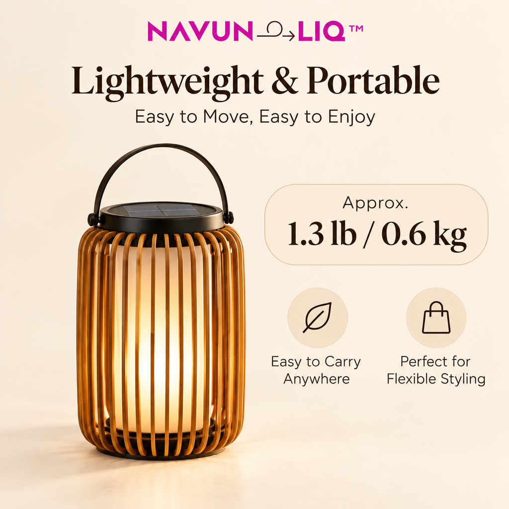 Navuneliq™ Solara Solar Lantern – Modern Outdoor Decorative Light for Balcony, Garden & Patio Evenings