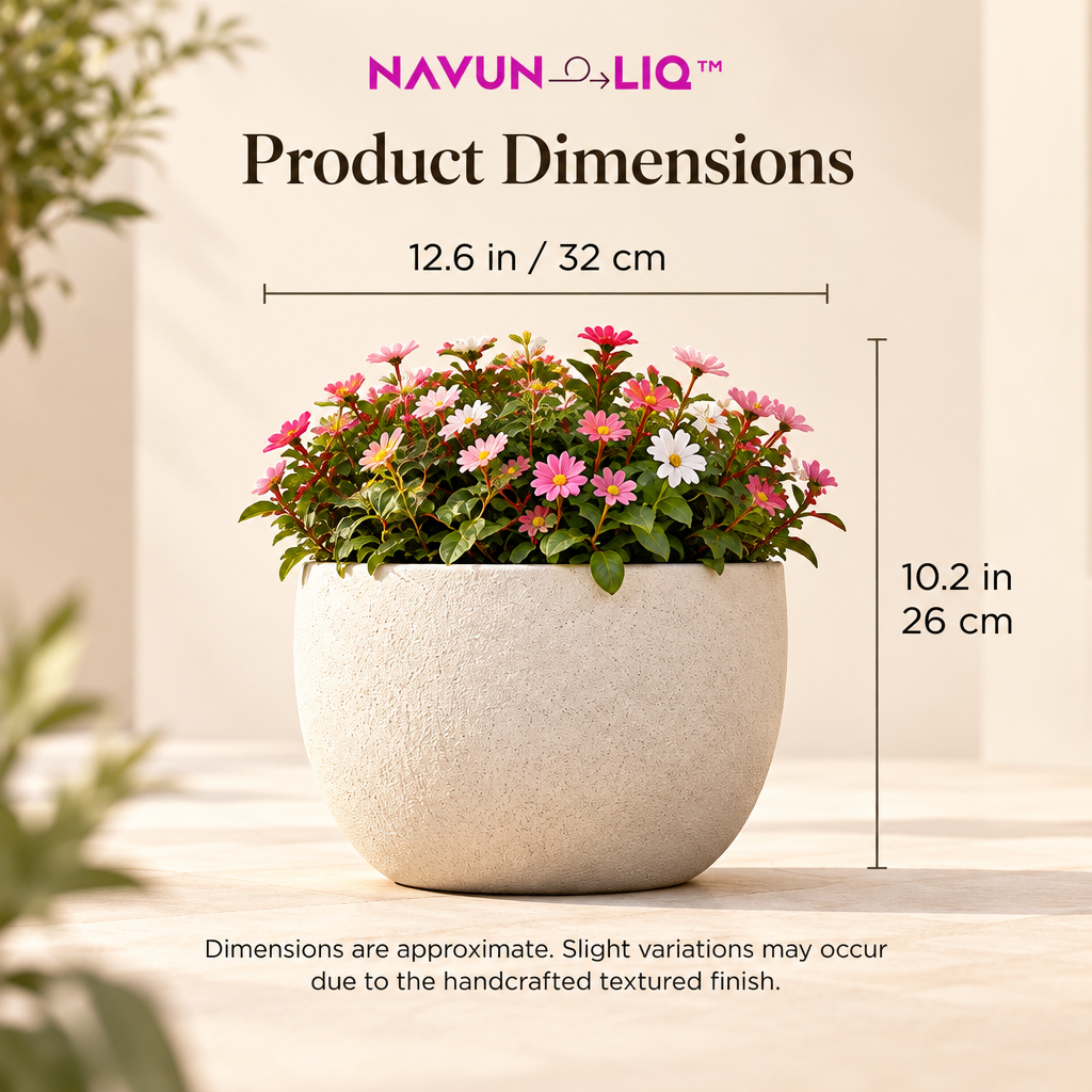 Navuneliq™ Forma Planter – Minimalist Textured Outdoor Flower Pot for Balcony, Patio & Modern Garden Decor