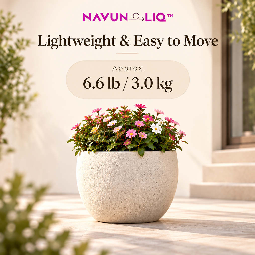 Navuneliq™ Forma Planter – Minimalist Textured Outdoor Flower Pot for Balcony, Patio & Modern Garden Decor