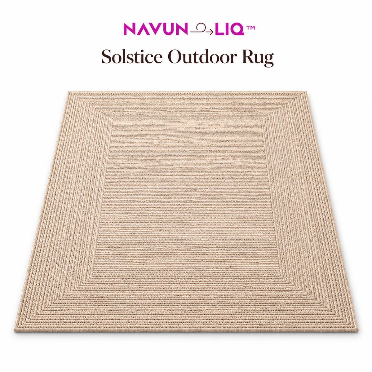 Navuneliq™ Solstice Outdoor Rug – Minimalist Weather-Resistant Woven Area Rug for Small Balconies, Patios & Cozy Outdoor Nooks