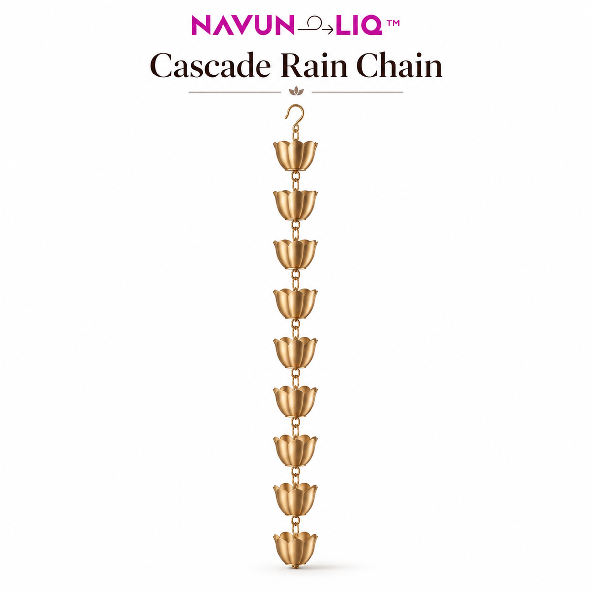 Navuneliq™ Cascade Rain Chain – Contemporary Decorative Rainwater Chain for Porches, Garden Eaves & Outdoor Entryways