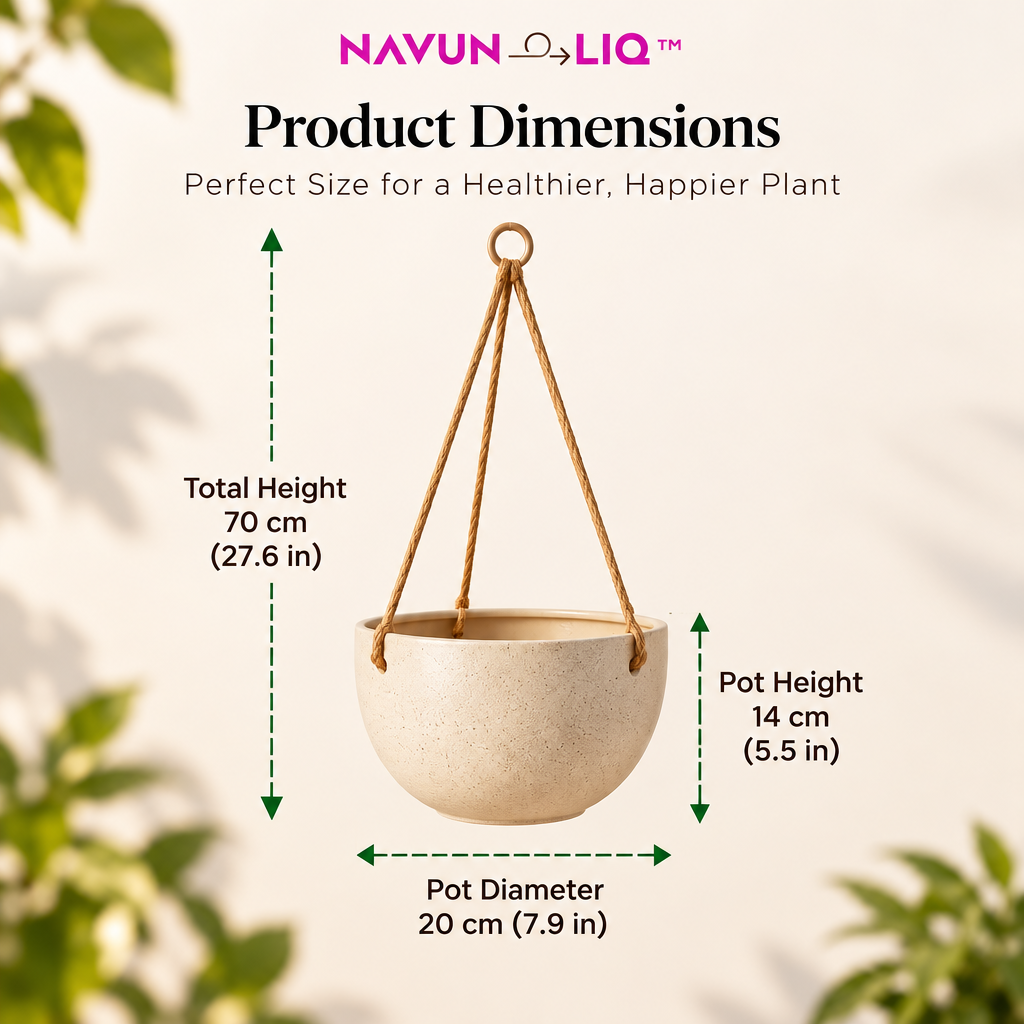 Navuneliq™ AirNest Hanging Planters – Modern Decorative Plant Pots with Minimalist Hangers for Balconies, Porches & Indoor-Outdoor Spaces