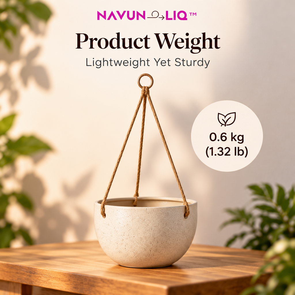 Navuneliq™ AirNest Hanging Planters – Modern Decorative Plant Pots with Minimalist Hangers for Balconies, Porches & Indoor-Outdoor Spaces